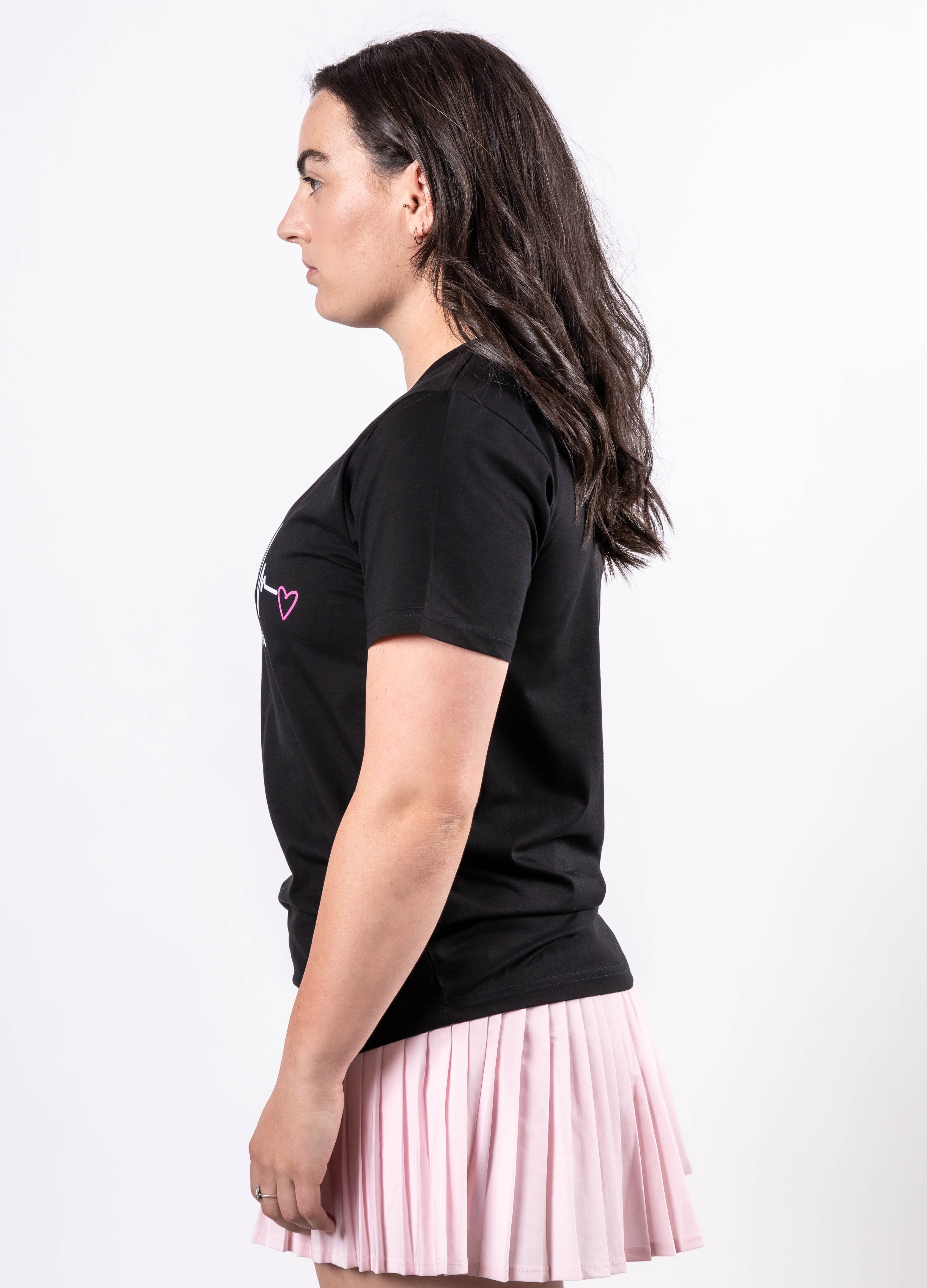 Heartbeat Black Womans T-Shirt