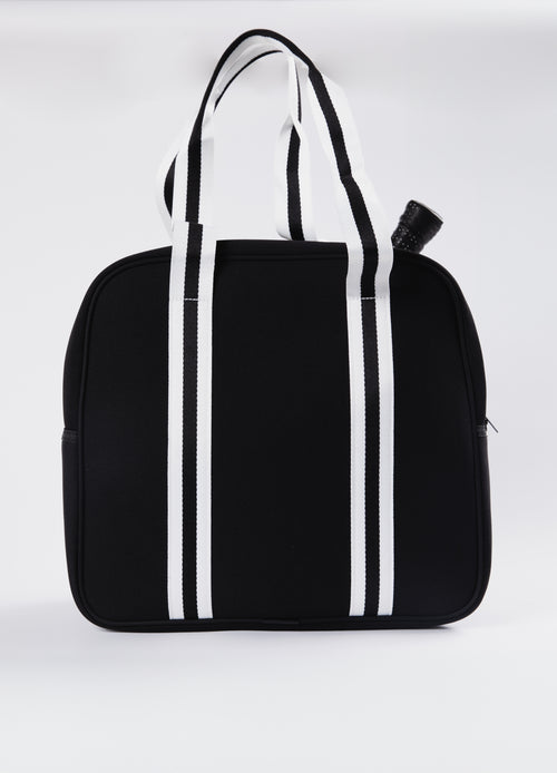Black Cross body Pickleball bag with White paddle pocket