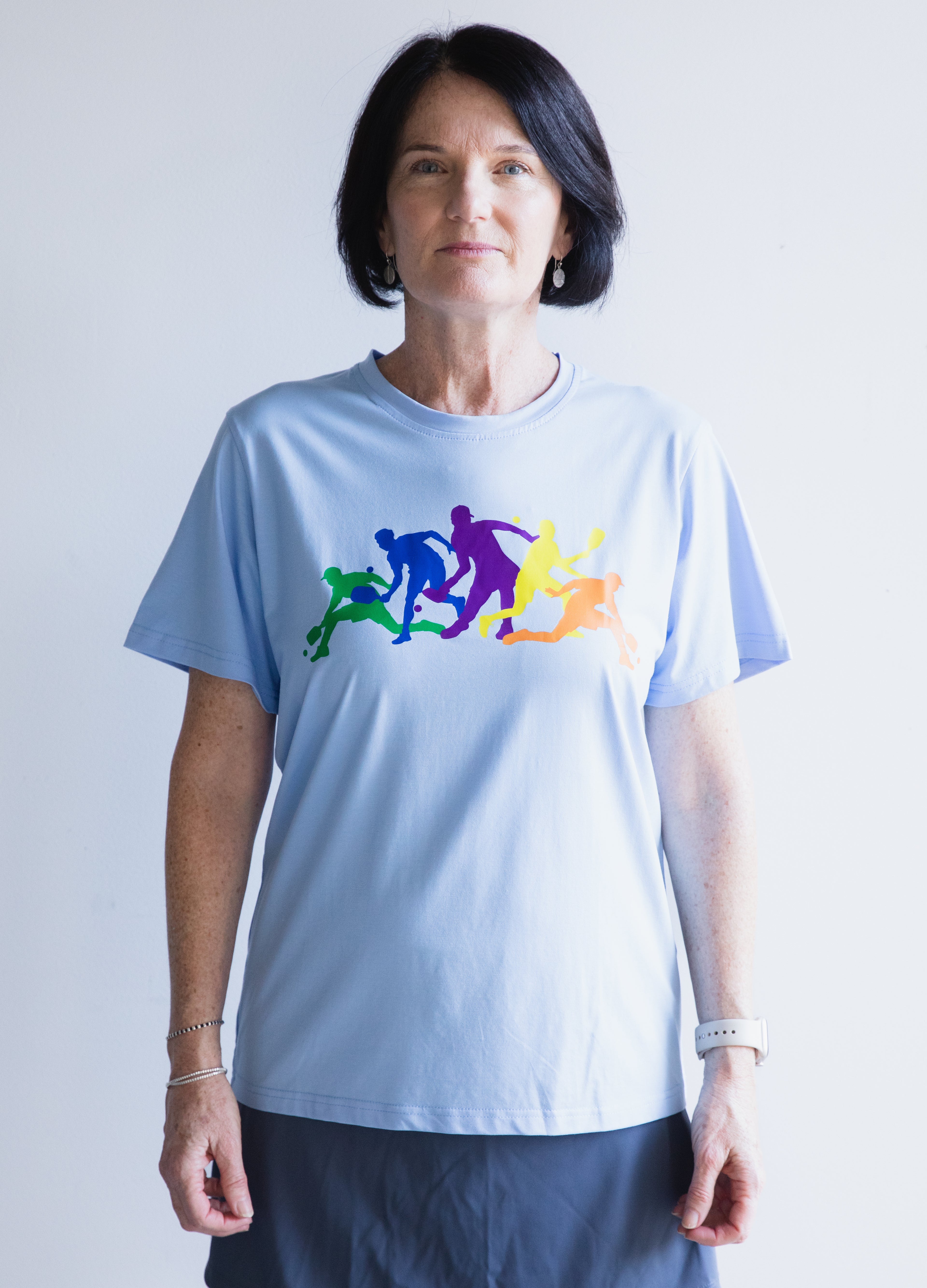 Women's Crew neck Tee – Pickleball Community Baby Blue