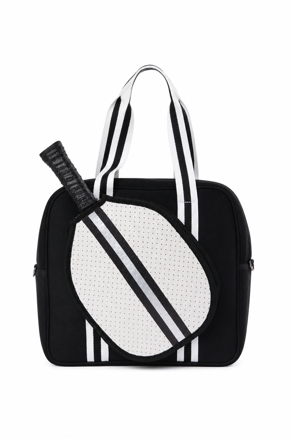 Black Cross body Pickleball bag with White paddle pocket