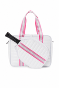 PREMIUM PUFFER Flamingo Pink,Silver and White Bag.