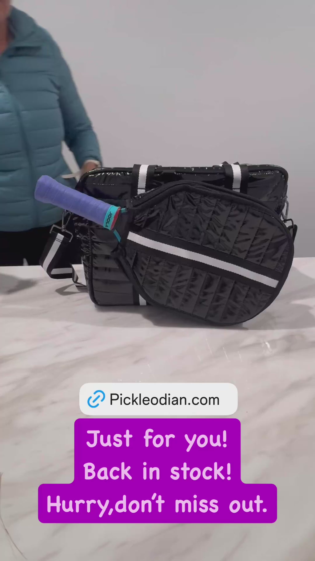 Luxury Black Puffer Pickleball Bag